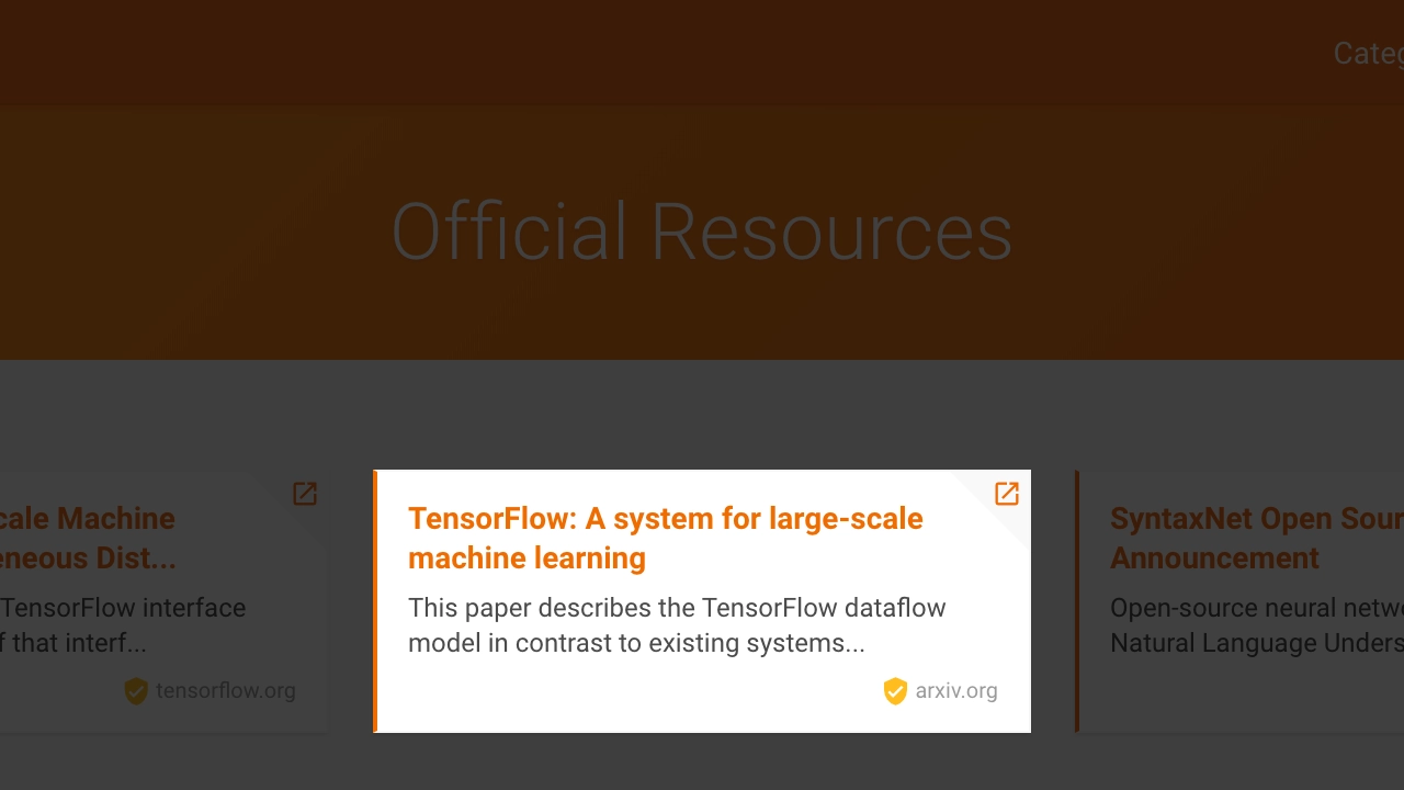 TensorFlow Resources card design