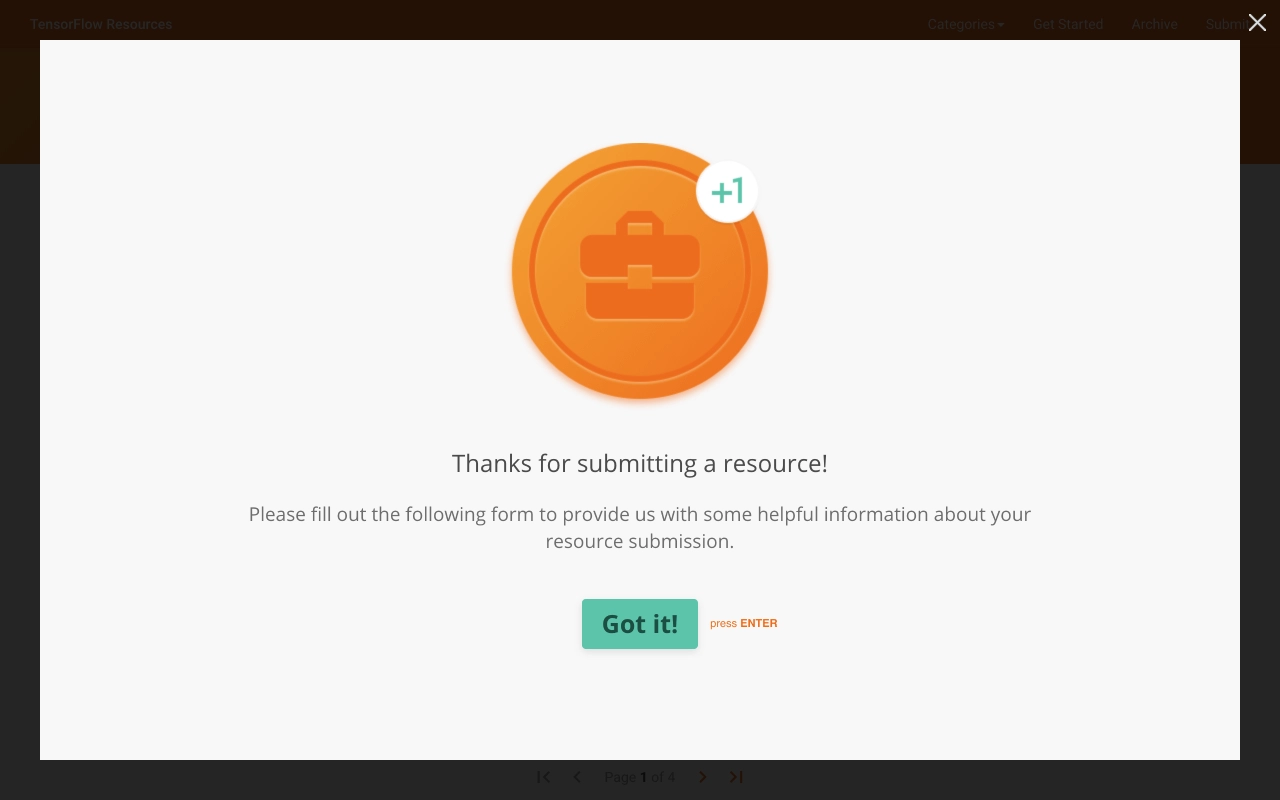 TensorFlow Resources submission success