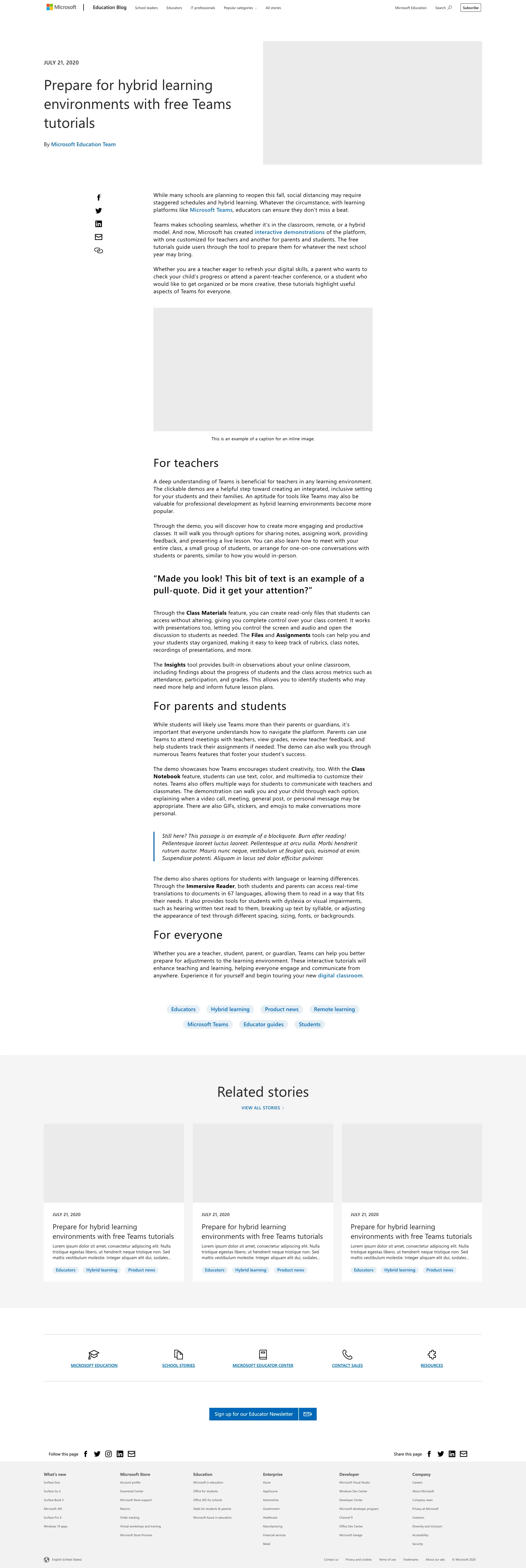 article wireframe