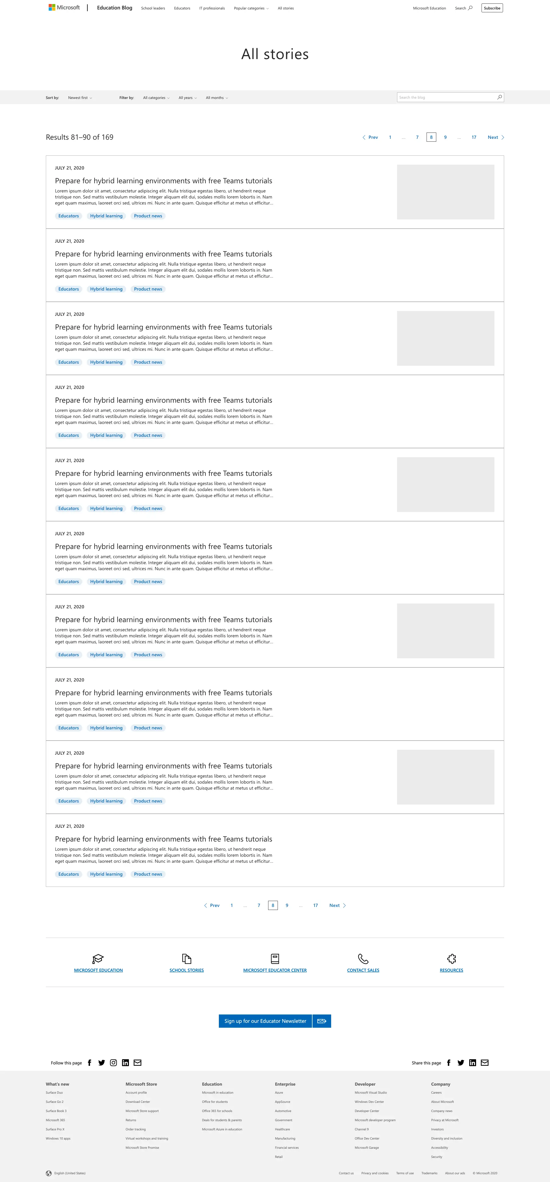 blog archive wireframe