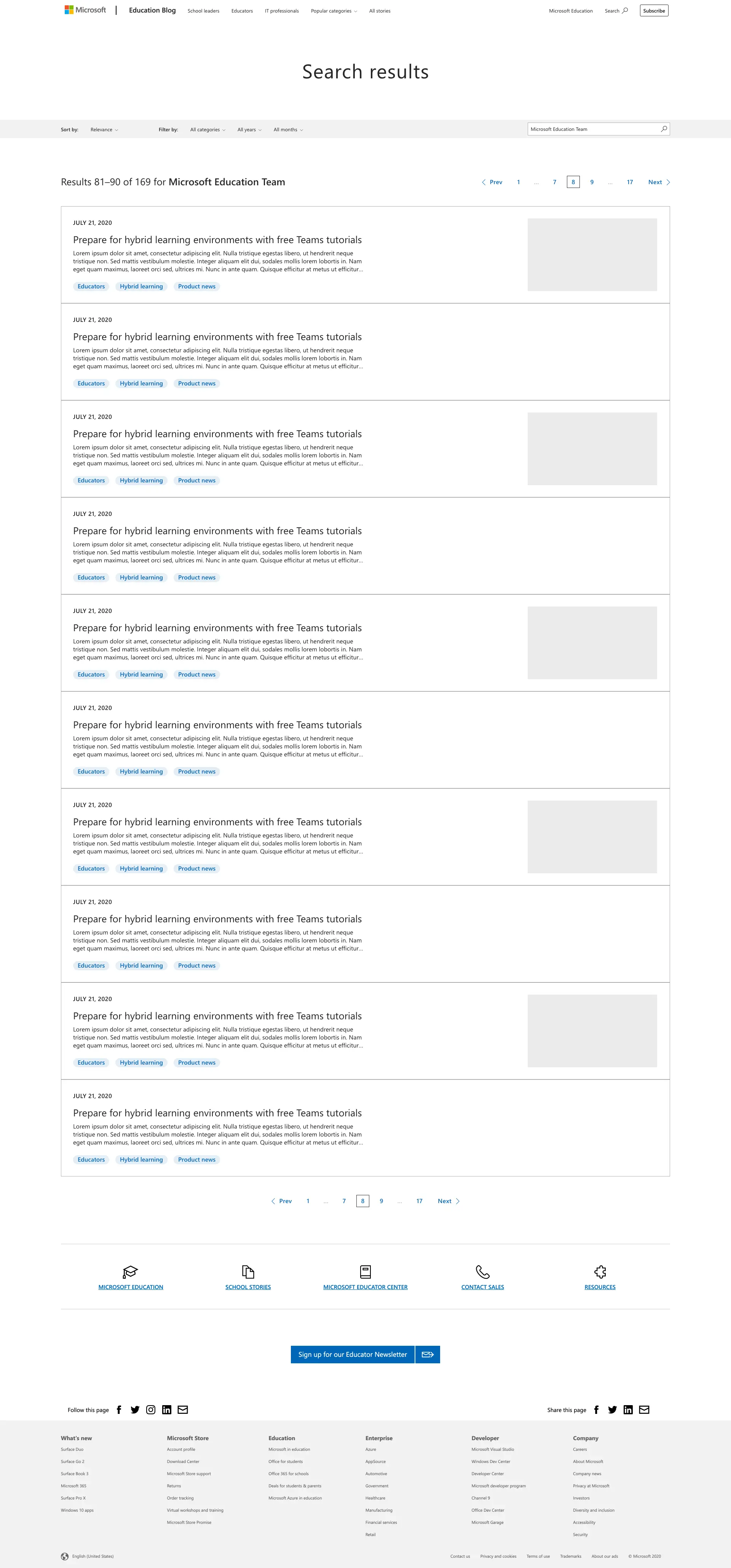 search results wireframe