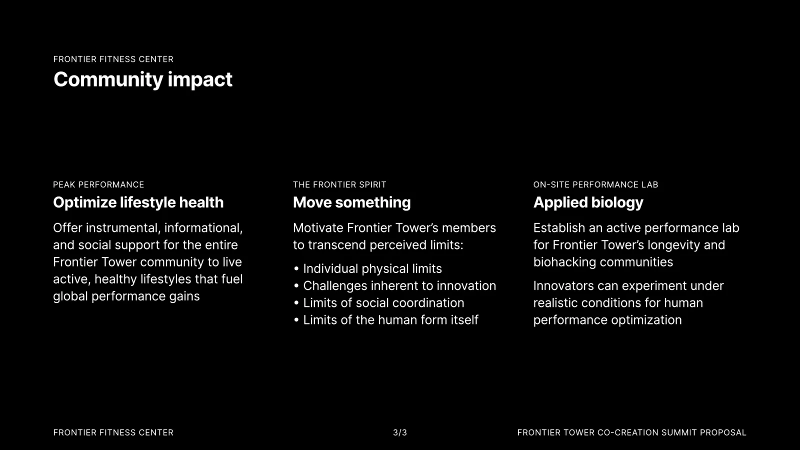 Community impact: optimize lifestyle health, move something, applied biology