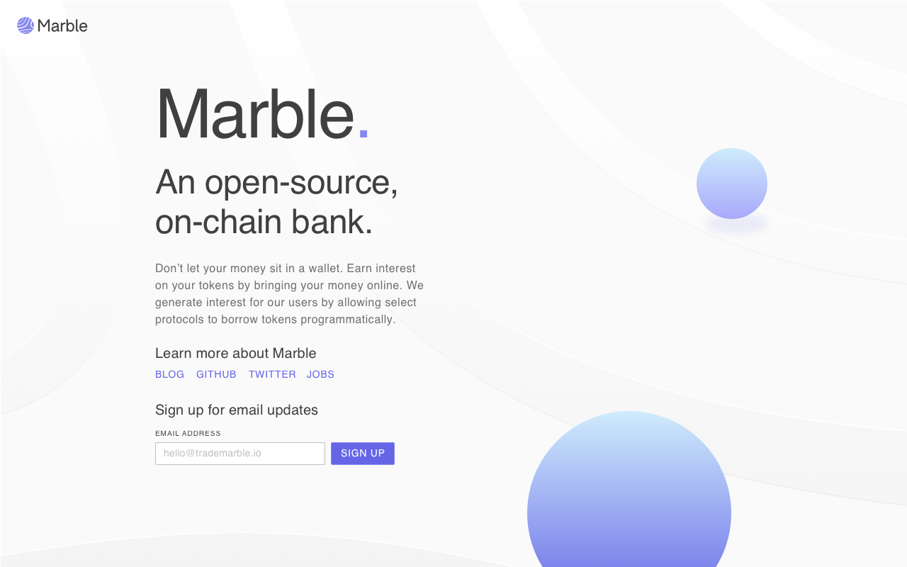 Marble landing page iteration