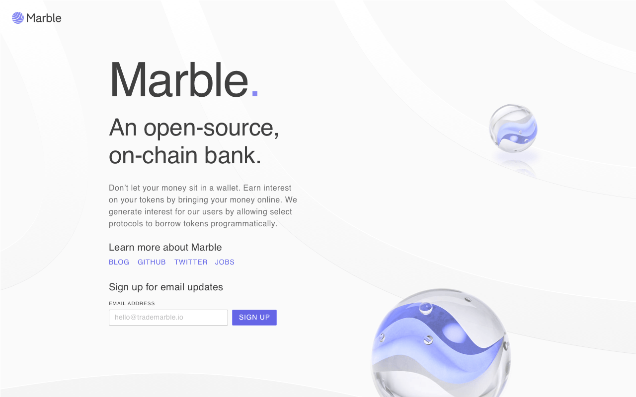 Marble landing page iteration